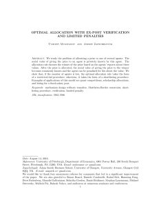 optimal allocation with ex-post verification and limited penalties
