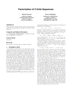 Factorization of C-finite Sequences - Institute for Algebra