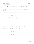 Evaluating Expressions with One Variable