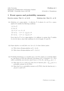 1 Event spaces and probability measures