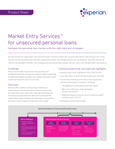 Market Entry ServicesTM for unsecured personal loans