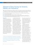 Statement of Policy favoring Tax Simplicity, Stability, and Transparency