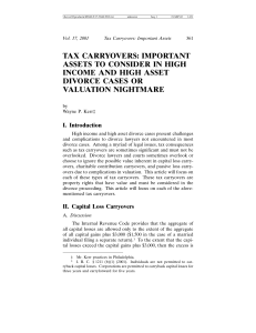 TAX CARRYOVERS: IMPORTANT ASSETS TO CONSIDER IN HIGH