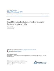 Social Cognitive Predictors of College Students` Fruit and Vegetable