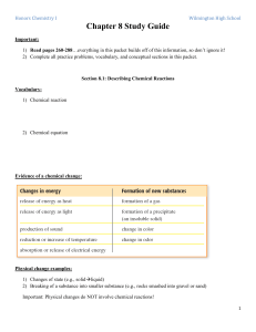 Honors Chemistry I