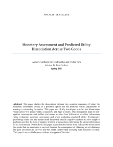 Monetary Assessment and Predicted Utility Dissociation Across Two