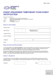 Event Organiser Temporary Food Event Notification
