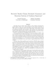 Recursive Markov Chains, Stochastic Grammars, and Monotone