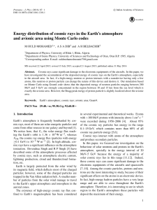 Energy distribution of cosmic rays in the Earth`s atmosphere and