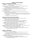 Chapter 6 Thermal Energy Section 1 Temperature and