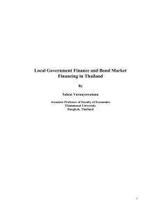 Local Government Finance and Bond Market Development in Thailand