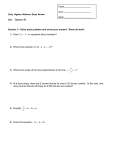 Algebra 1 Mid-Term Exam (January, 2012) -