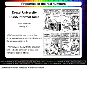 Properties of the Real Numbers - Department of Physics