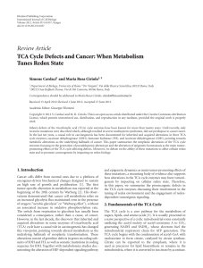TCA Cycle Defects and Cancer: When Metabolism Tunes Redox State