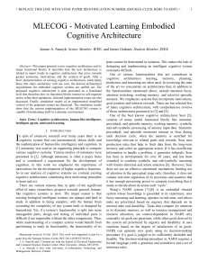 MLECOG - Motivated Learning Embodied Cognitive Architecture