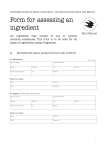 Form for assessing an ingredient