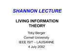 SHANNON LECTURE LIVING INFORMATION THEORY