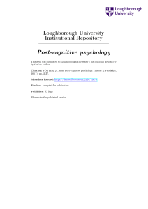 Post-cognitive psychology - Loughborough University Institutional