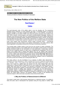 Paul Pierson - The New Politics of the Welfare State