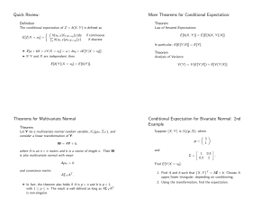 Quick Review: More Theorems for Conditional Expectation