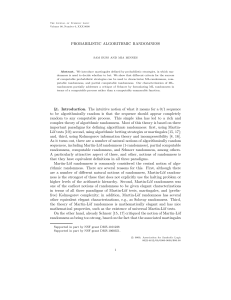 PROBABILISTIC ALGORITHMIC RANDOMNESS §1. Introduction