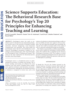Science Supports Education: The Behavioral Research Base for