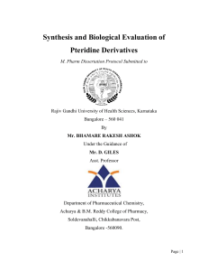 Synthesis and Pharmacological Evaluation of