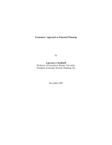 Economics` Approach to Financial Planning by Laurence J. Kotlikoff