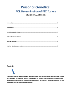 Personal Genetics: PCR Determination of PTC Tasters