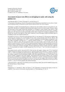 Assessment of grass root effects on soil piping in sandy soils using