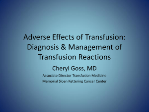 Adverse Effects of Transfusion: Diagnosis