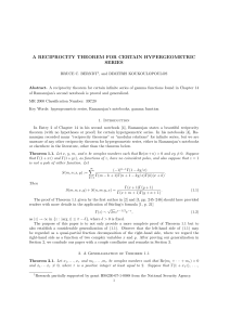a reciprocity theorem for certain hypergeometric series