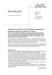 NEWS RELEASE Success for Alfa Laval`s membrane separation