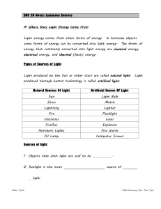 Sources of light - C. Stewart Classes