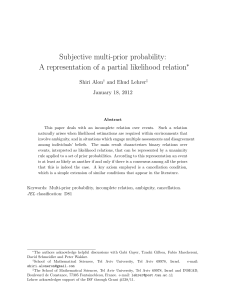 Subjective multi-prior probability: A representation of a partial