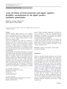 Acute elevations of brain kynurenic acid impair cognitive flexibility