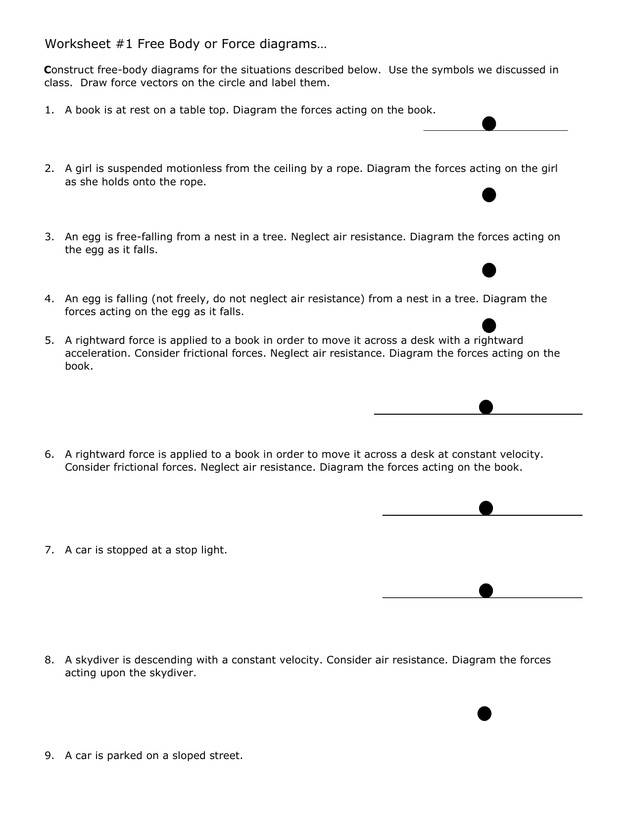 Worksheet 24, Drawing Force Diagrams For Free Body Diagram Worksheet Answers