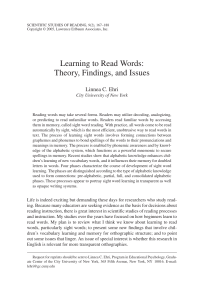 Learning to Read Words: Theory, Findings, and Issues