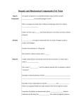 Organic and Biochemical Compounds (5.4) Notes