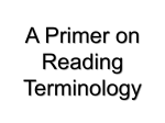 A Primer on Reading Terminology