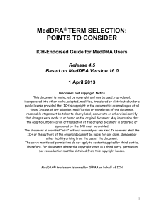 MedDRA® TERM SELECTION: Points to Consider