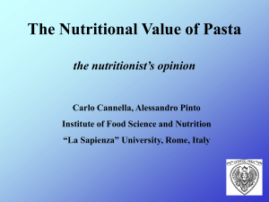 Valore nutrizionale della pasta - International Pasta Organisation