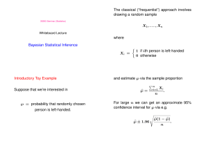 Bayesian Statistical Inference Introductory Toy Example Suppose