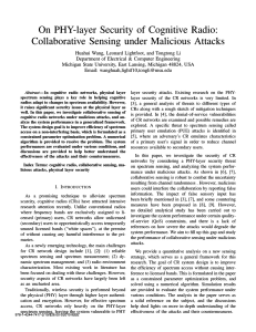 On PRY-layer Security of Cognitive Radio: Collaborative Sensing