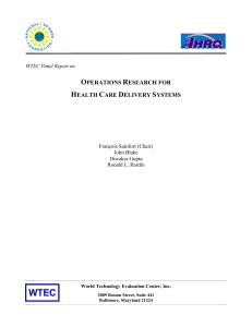 operations research for health care delivery systems