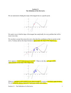 Section 2.1 – The Definition of a Derivative 1 Section 2.1 The