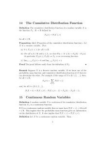 14 The Cumulative Distribution Function 15 Continuous Random