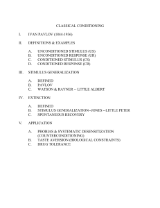 CLASSICAL CONDITIONING I. IVAN PAVLOV (1844