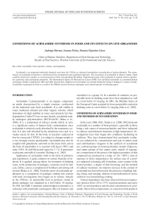 CONDITIONS OF ACRYLAMIDE SYNTHESIS IN FOOD AND ITS