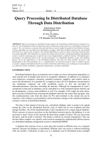 Query Processing In Distributed Database Through Data Distribution